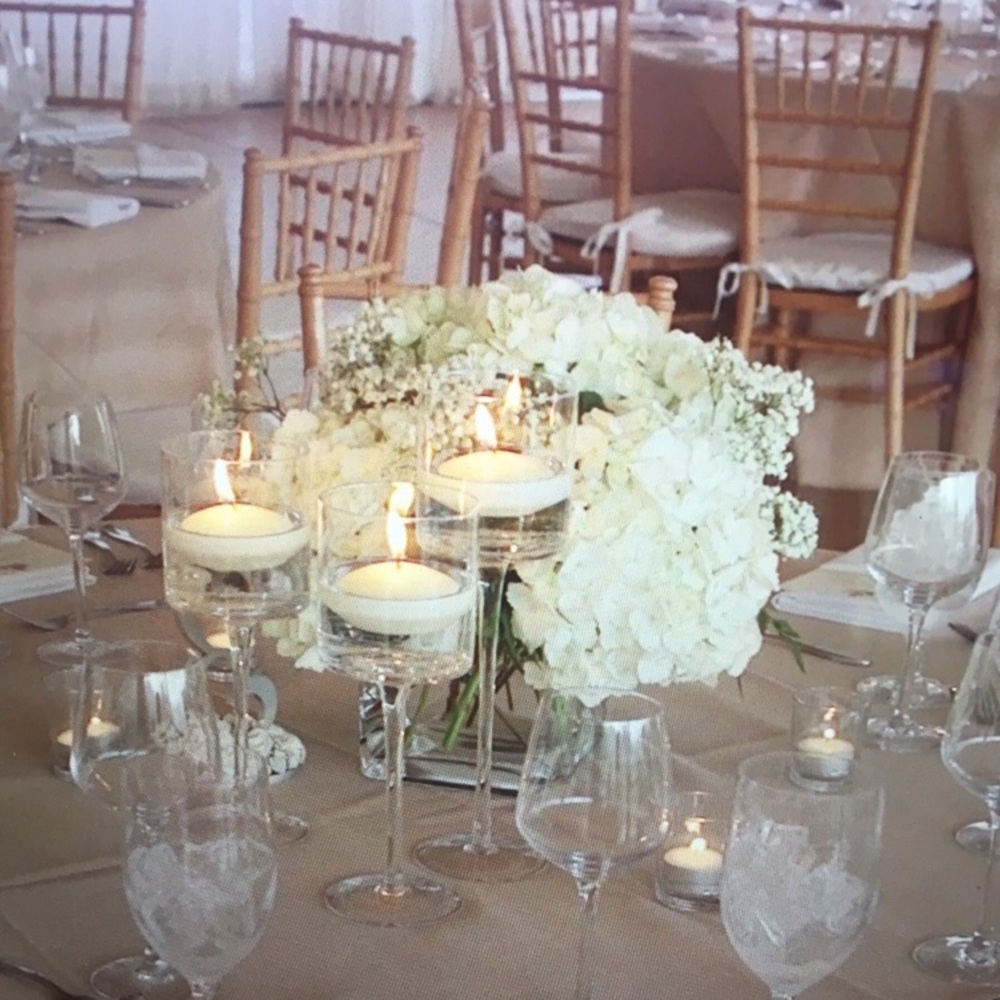 Lon stem, glass, floating candle holders